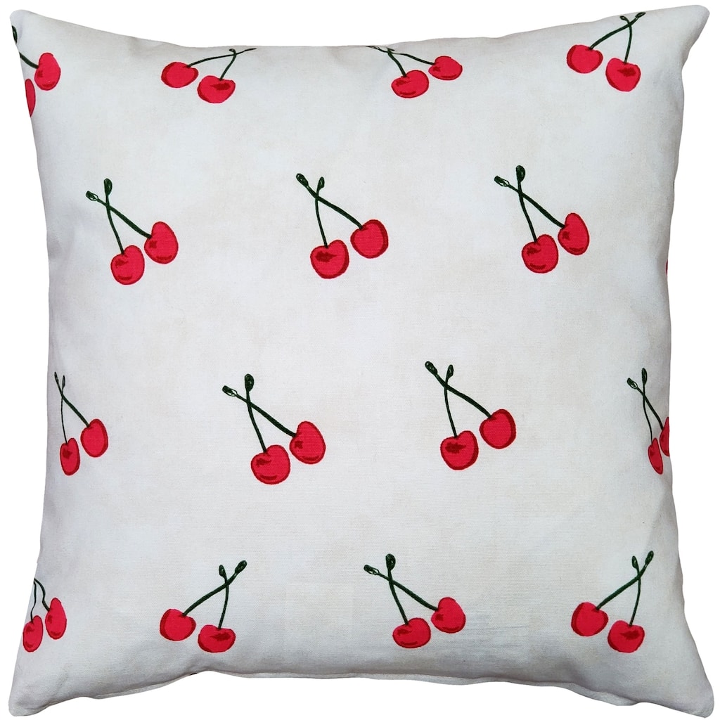 Cherry Rain Cotton 17x17 Throw Pillow with Polyfill Insert