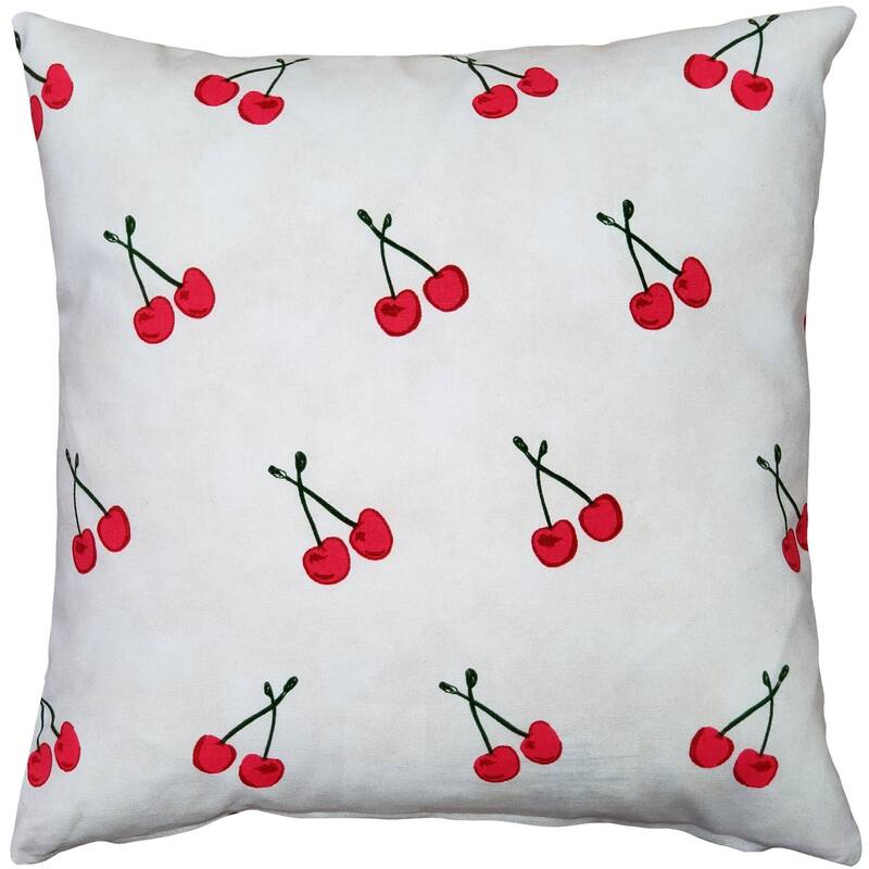 Cherry Rain Cotton 17x17 Throw Pillow with Polyfill Insert