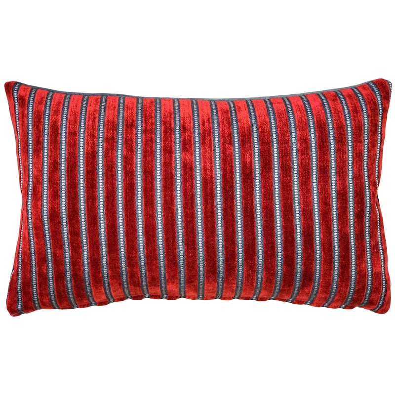 Rockefeller Velvet 12x20 Throw Pillow with Polyfill Insert, Lava Red