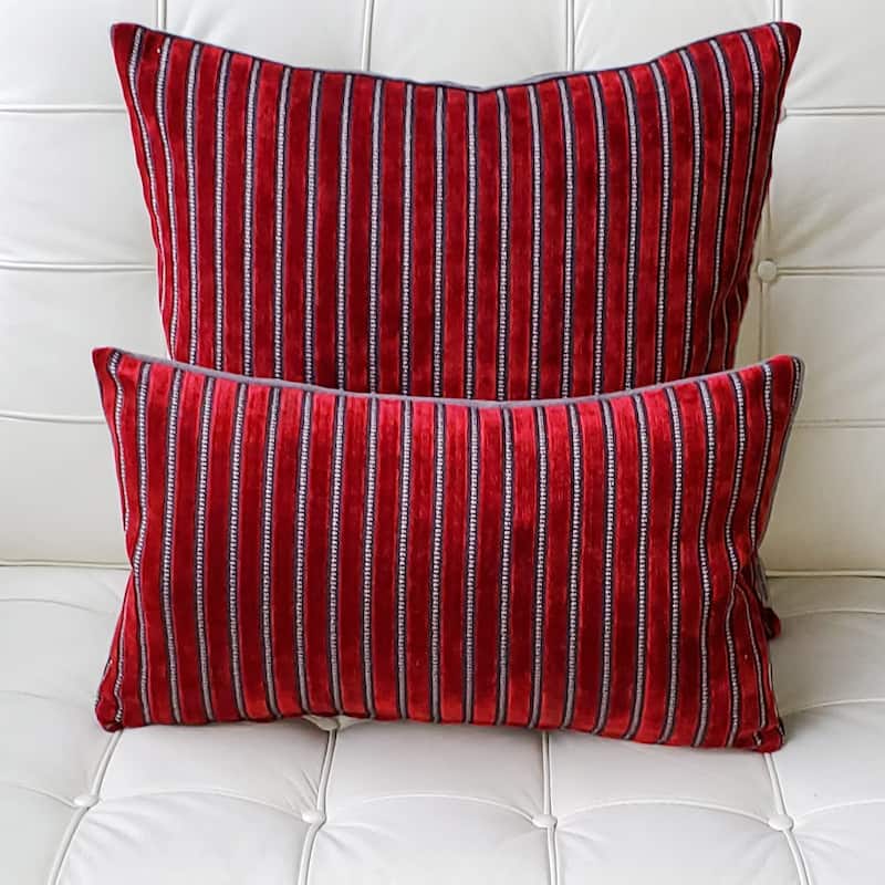 Rockefeller Velvet 12x20 Throw Pillow with Polyfill Insert, Lava Red