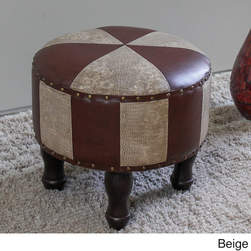 International Caravan Carmel 17-inch Ottoman Stool - Mixed Patchwork