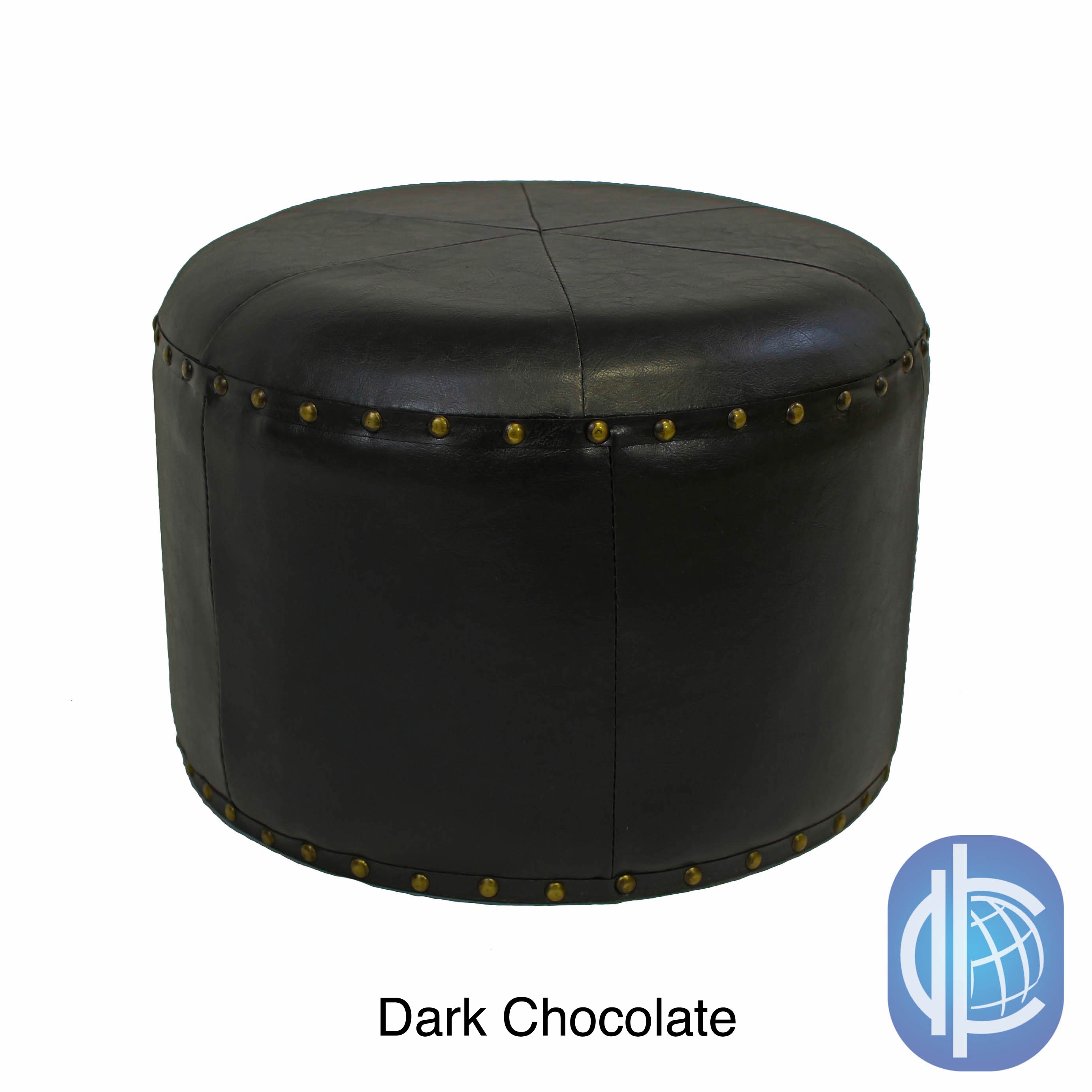 International Caravan Faux Leather Round Mini Stool