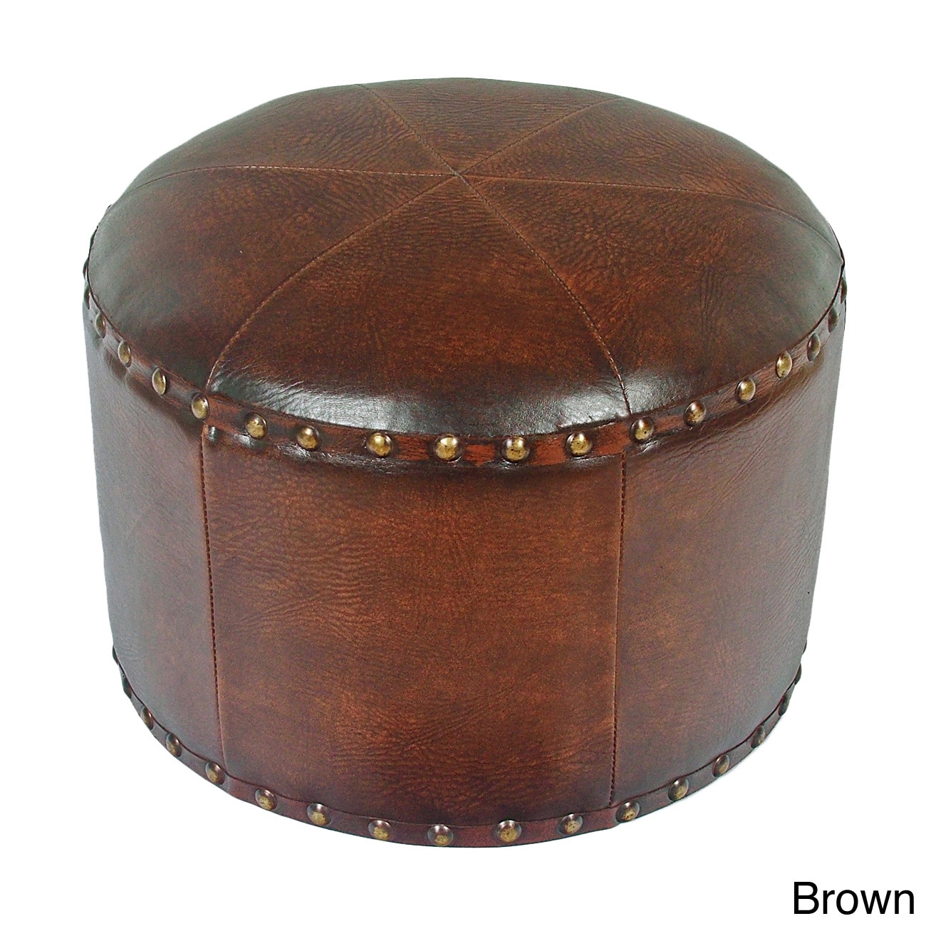 International Caravan Faux Leather Round Mini Stool