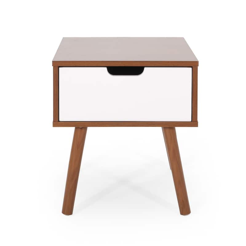 Penway Contemporary End Table by Christopher Knight Home - 15.50" W x 15.50" D x 16.75" H - Walnut + White
