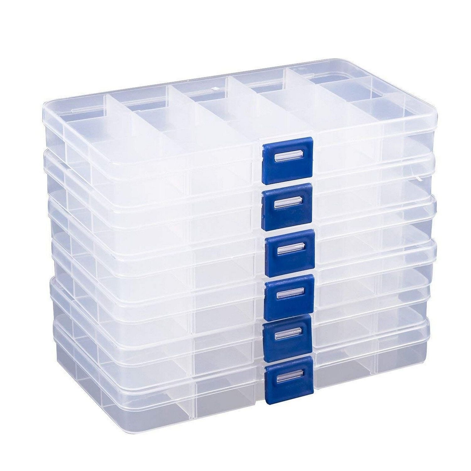 Clear Plastic Storage Containers with 18 Grid Beads Crafts Jewelry Container 