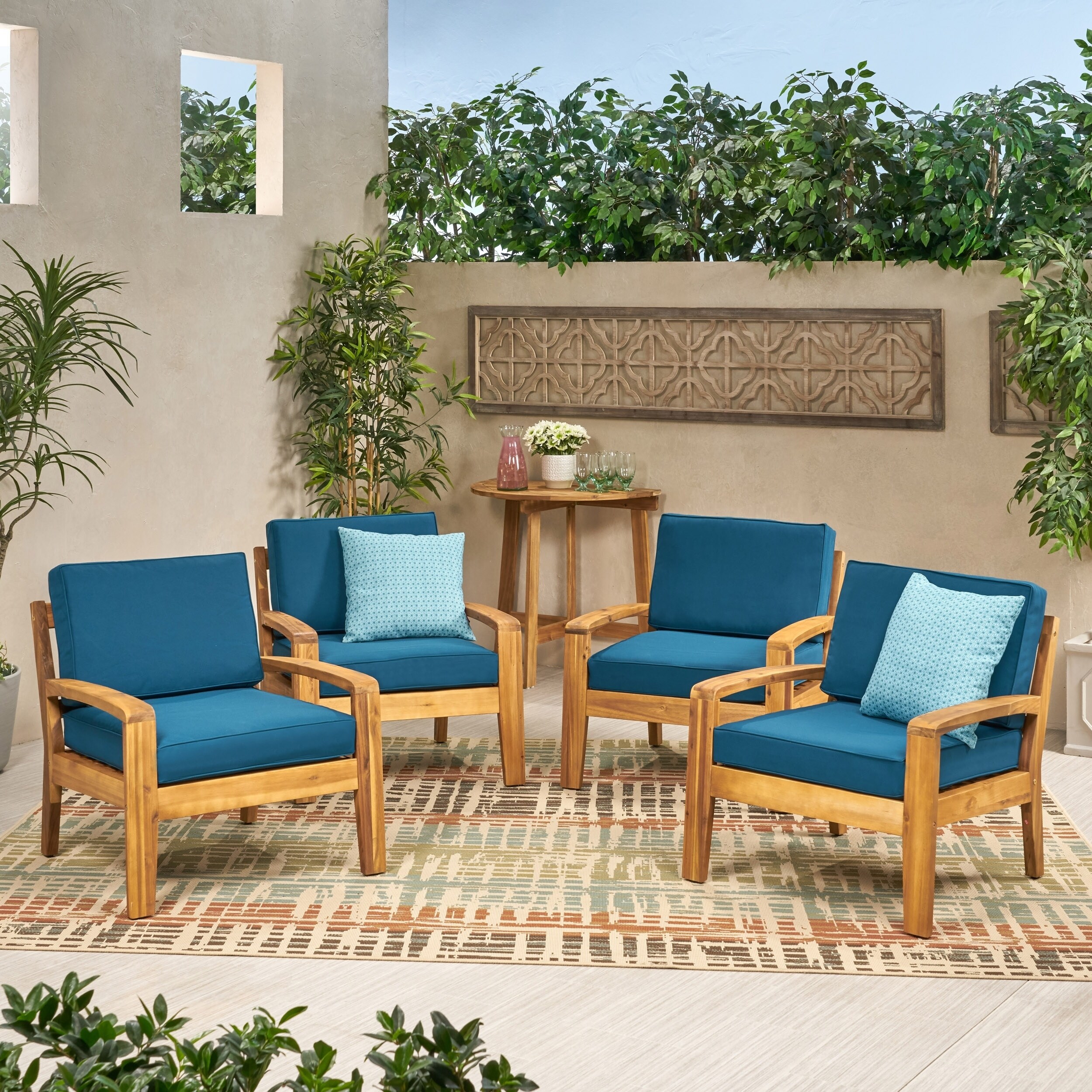 Best choice products set of 2 outdoor acacia wood online club chairs for patio