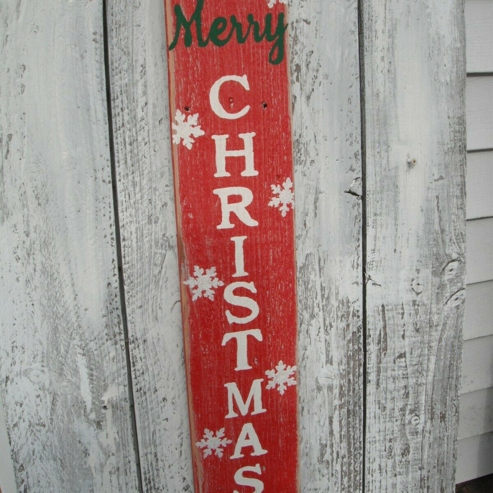 Merry Christmas Vertical Distressed Wood Sign 30