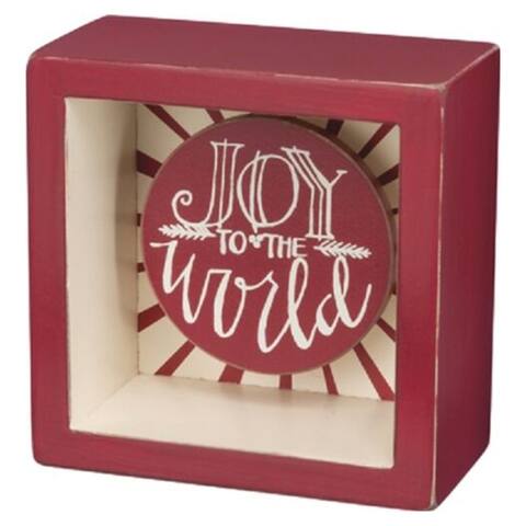 Joy to The World Wood Box Sign 3.5"" x 3.5"