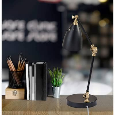 Adesso Boston Black & Antique Brass Desk Lamp