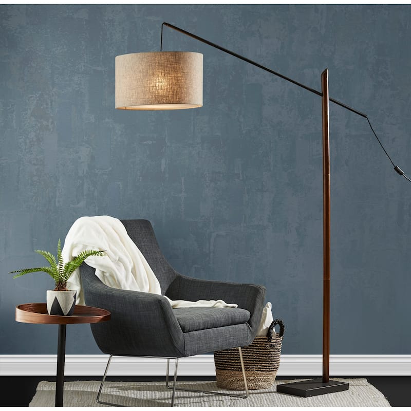 Carson Carrington Black & Walnut Arc Lamp