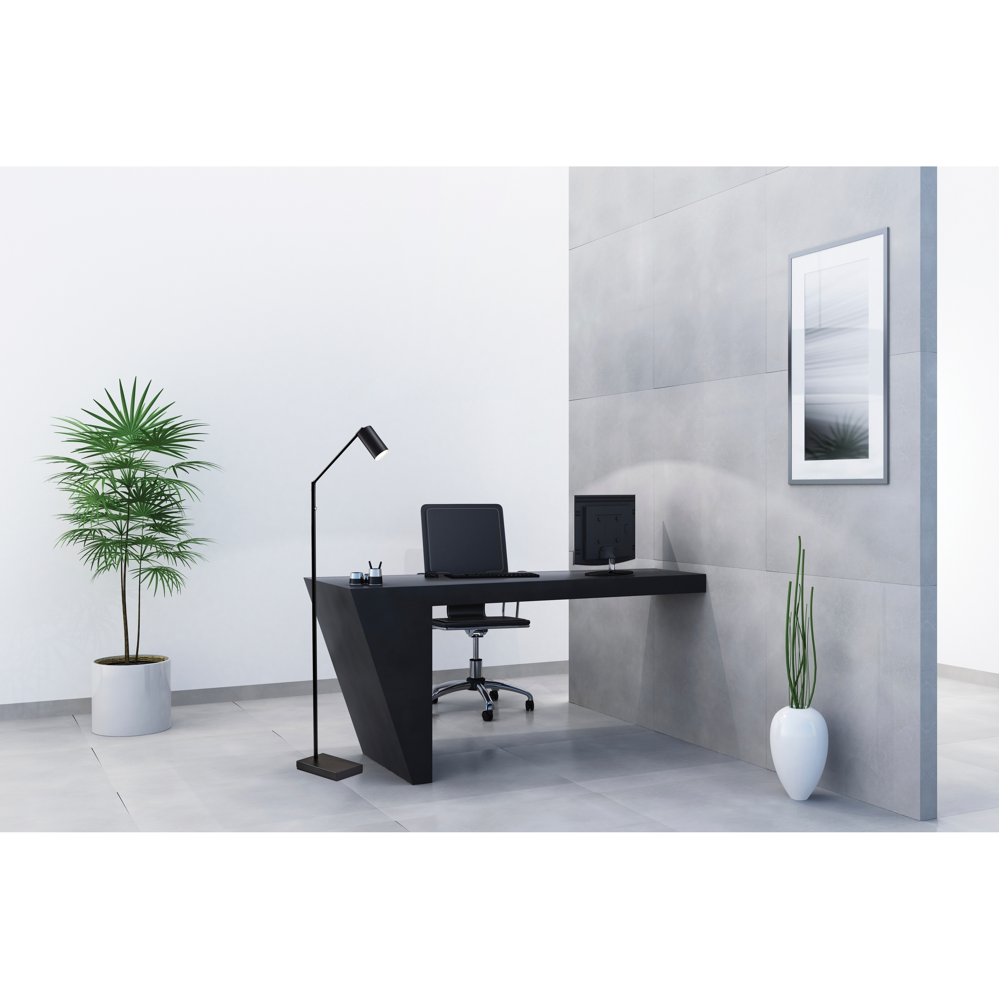 Adesso Adjustable Black Colby LED Floor Lamp
