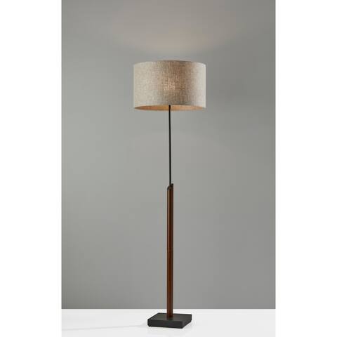 Carson Carrington Yllene Black & Walnut Natural Textured Floor Lamp