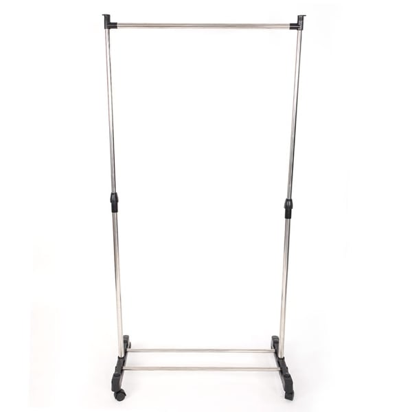 Single-bar Vertical /& Horizontal Stretching Stand Clothes Rack Black /& Silver Adjustable Clothes Garment Rack