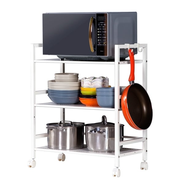 3-Tier Rolling Storage Cart Metal Utility Cart for Bathroom