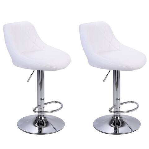 Adjustable Swivel Barstools, PU Leather with Chrome Base, Set of 2 - N/A
