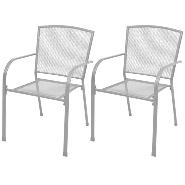 Shop Stackable Garden Chairs 2 Pcs Steel Gray On Sale Free