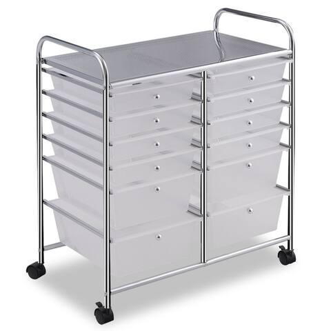 12-Drawers Rolling Storage Cart with Organizer Top