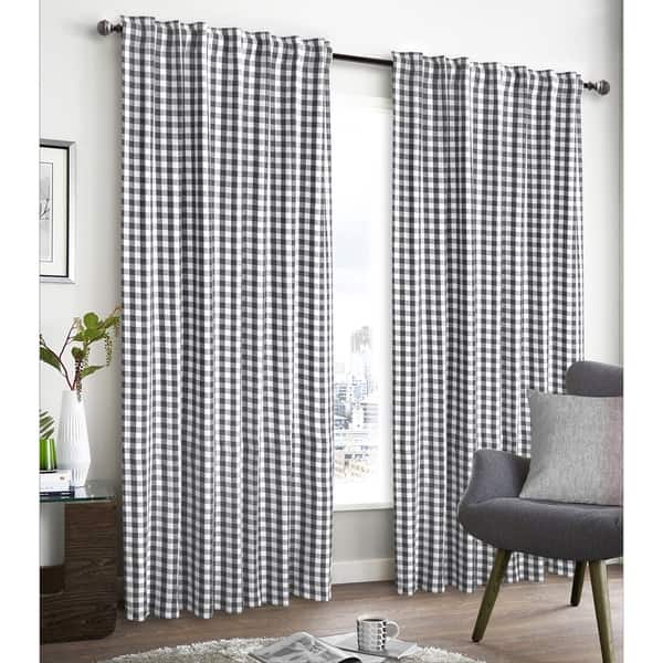 Shop Glamburg Gingham Check Plaid Farmhouse Window Curtains 2