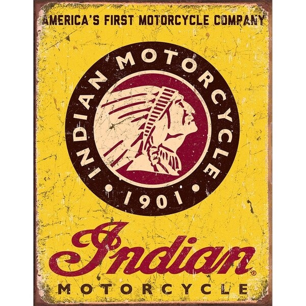 Indian Motorcycle Since 1901 Tin Sign, 12.5" W x 16" H