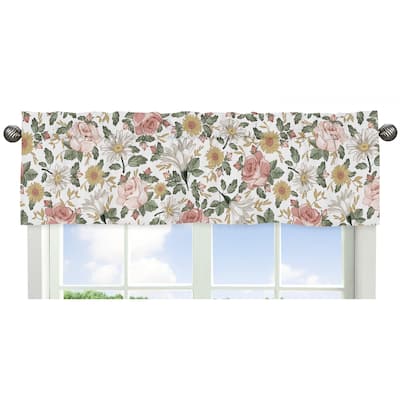 Sweet Jojo Designs Vintage Floral Boho Window Curtain Valance - Shabby Chic Rose Flower Farmhouse