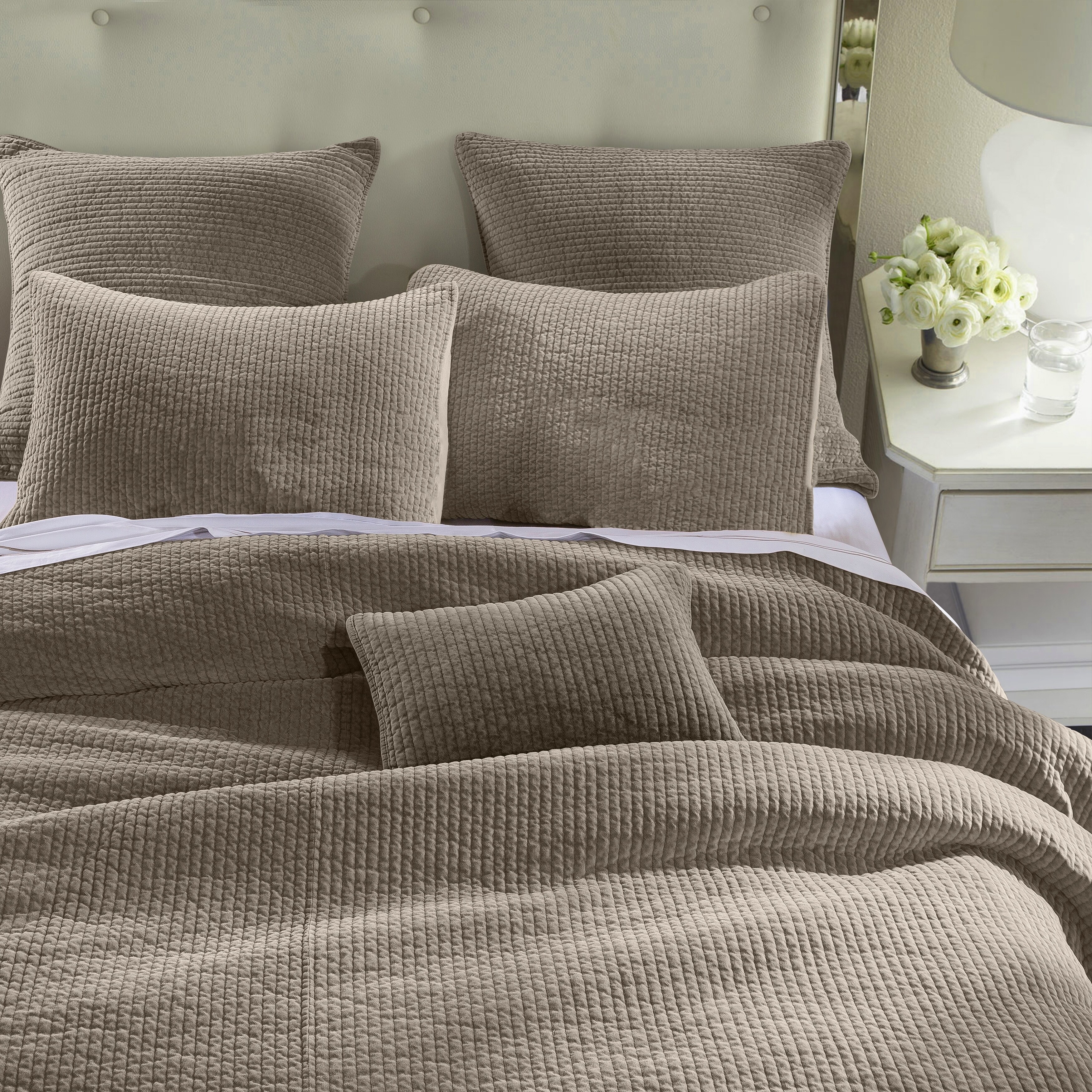 taupe quilt bedding