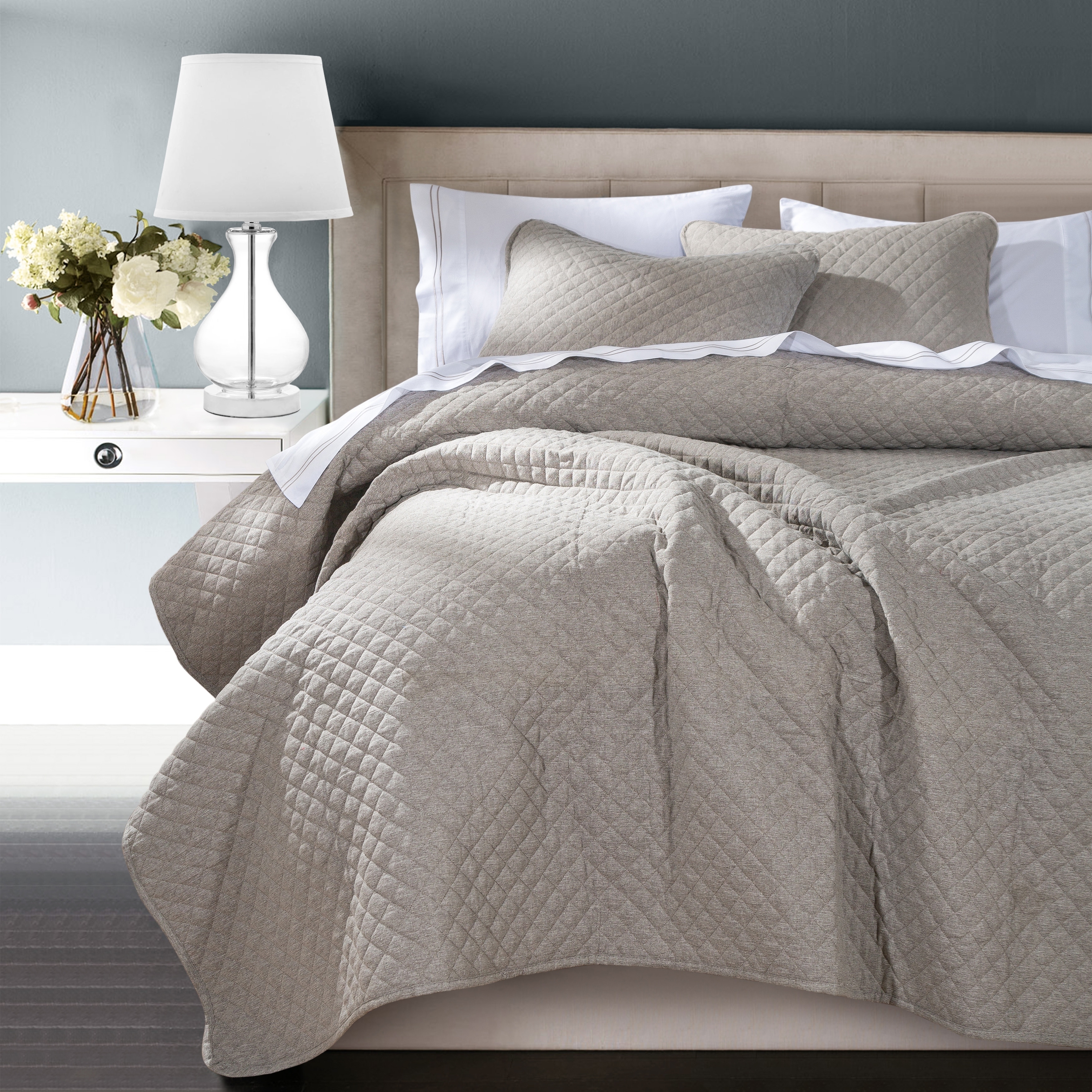 Shop Hiend Accents Anna Coverlet Super Queen Taupe Overstock