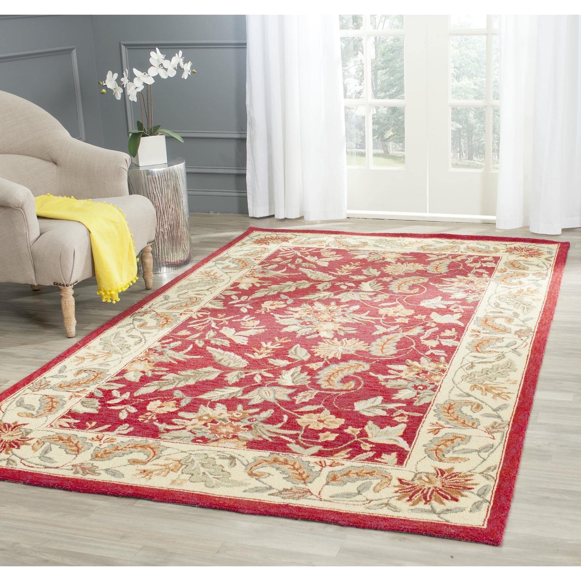 Handmade Paradise Red Wool Rug (39 X 59)