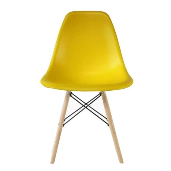 Eiffel Chair with natural wood legs, differents colours, Set of 4