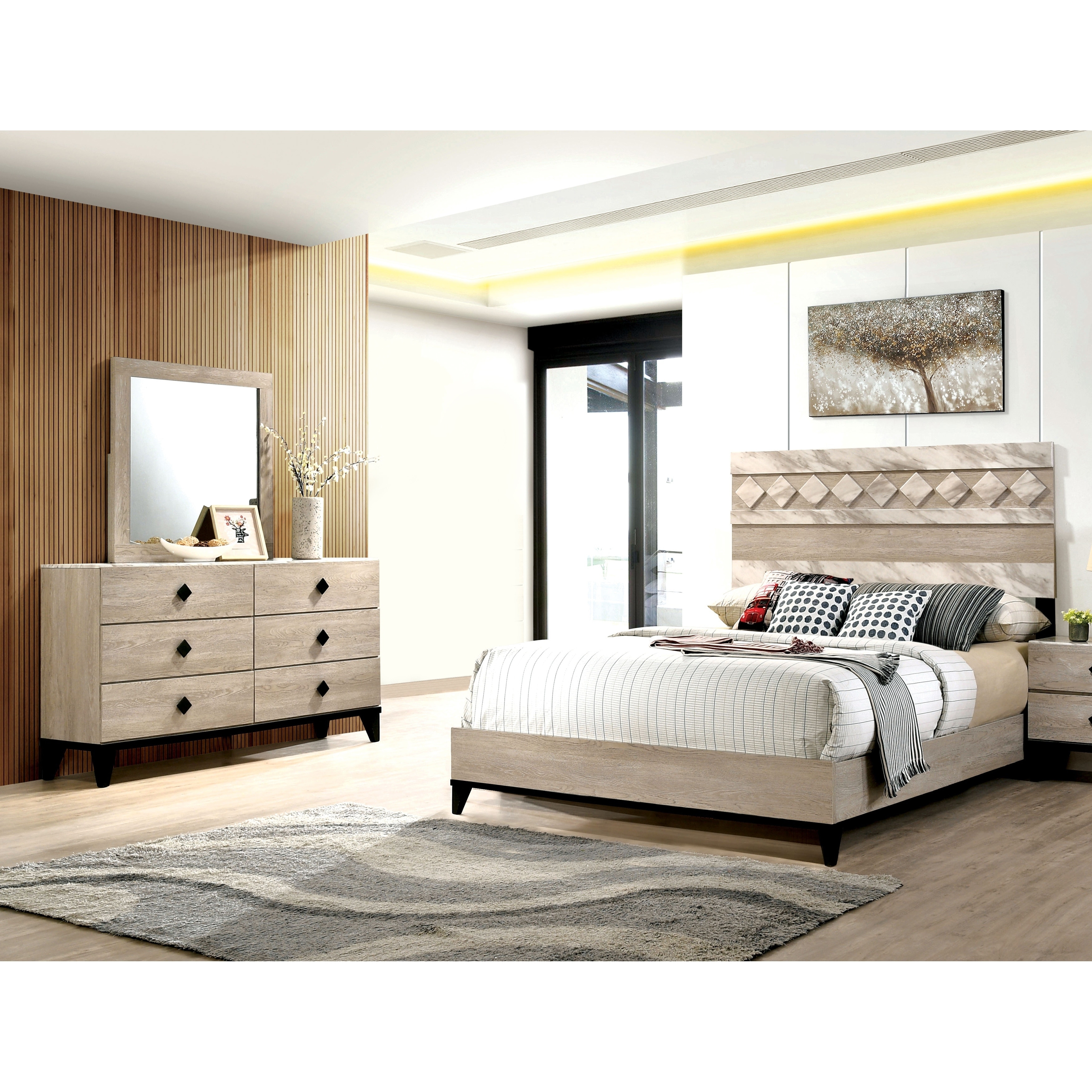 Shop Furniture Of America Sown Beige 2 Piece Bed And Dresser Set