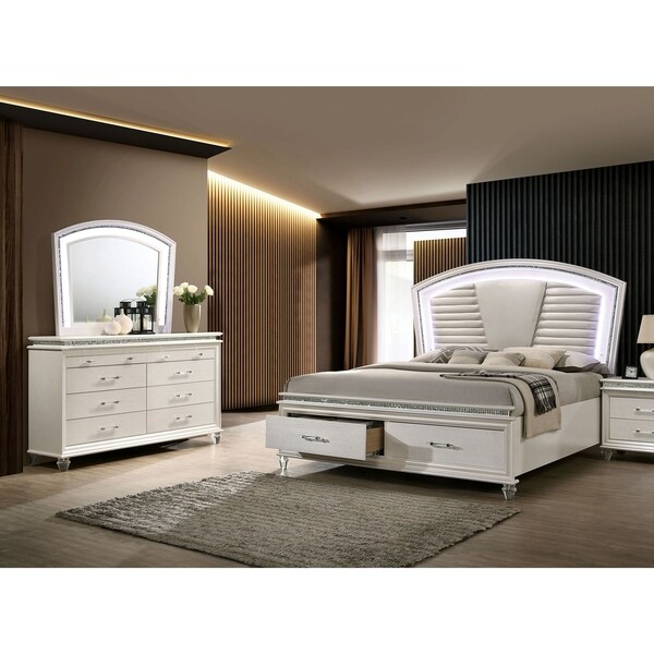 Furniture of America Xian White 2-piece Bed and Dresser Set