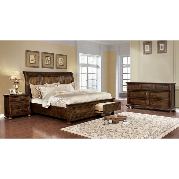 Furniture of America Mallone 3-piece Bed w/ Nightstand and Dresser Set