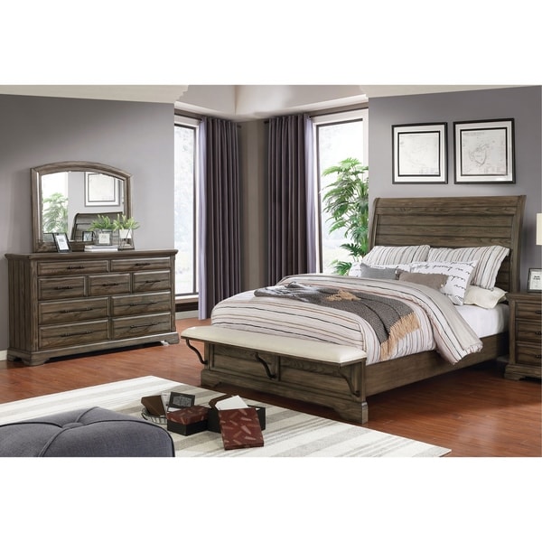 Furniture of America Kete Walnut 2-piece Bed and Dresser Set