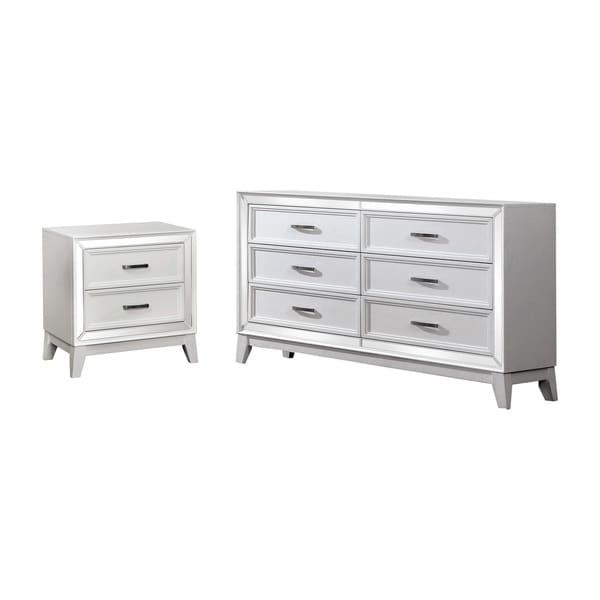 Shop Silver Orchid Brent White 2-piece Nightstand and ...