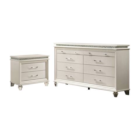Furniture of America Xian White 2-piece Nightstand and Dresser Set