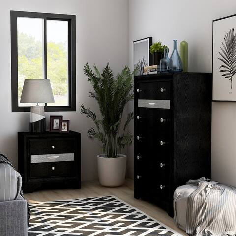 Silver Orchid Balistrieri Black 2-piece Nightstand and Chest Set