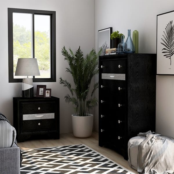 Shop Silver Orchid Balistrieri Black 2 Piece Nightstand And Chest