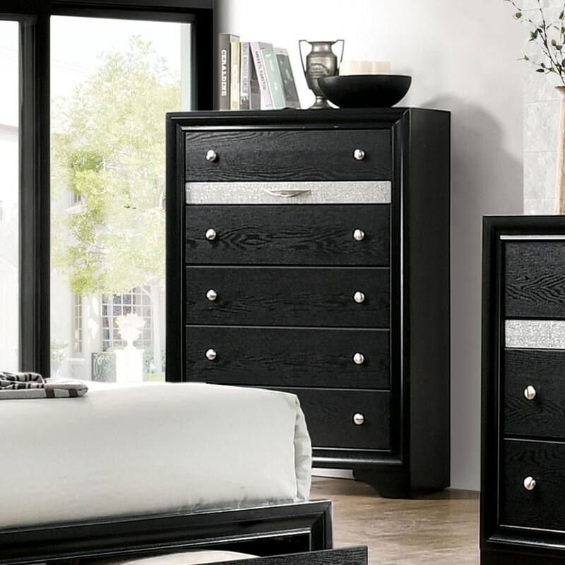 Balistrieri Contemporary Black 2-piece Nightstand and Chest Set by Silver Orchid