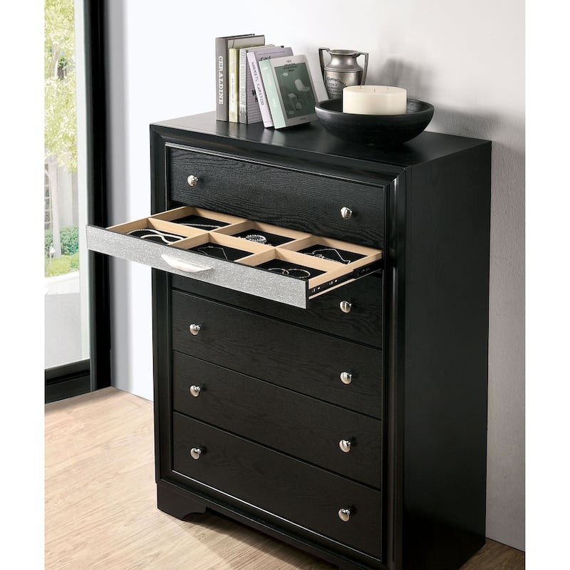 Balistrieri Contemporary Black 2-piece Nightstand and Chest Set by Silver Orchid