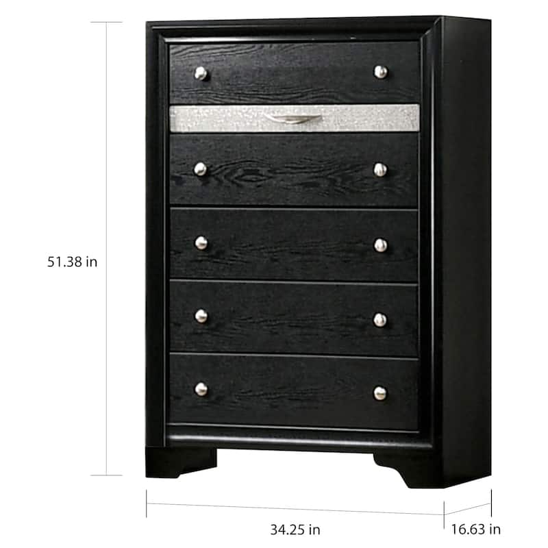 Balistrieri Contemporary Black 2-piece Nightstand and Chest Set by Silver Orchid