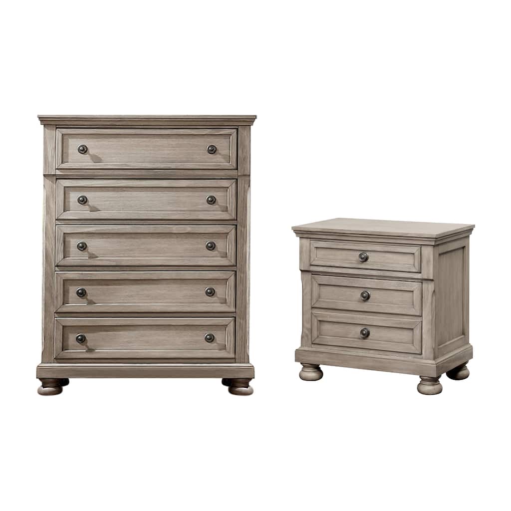 Nahkohe Transitional Grey Wood 2-piece Nightstand and Chest Set by Furniture of America