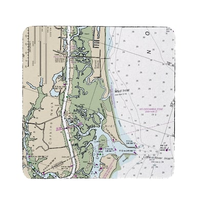 Sunset Beach, NC Nautical Map Coaster Set of 4