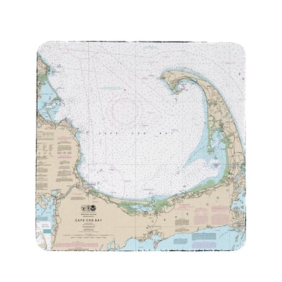 Cape Cod Bay, MA Nautical Map Coaster Set of 4