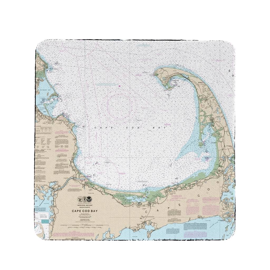 Cape Cod Bay, MA Nautical Map Coaster Set of 4