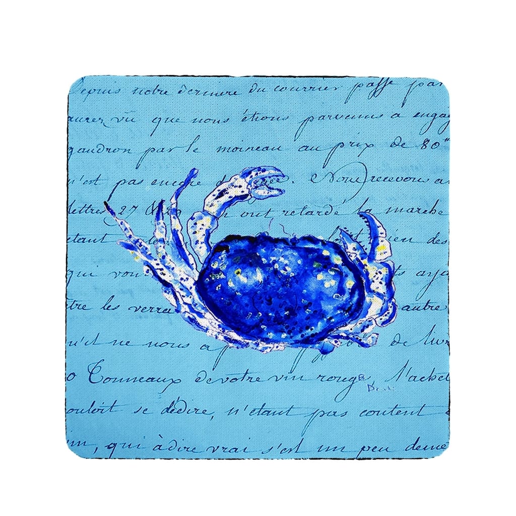Blue Script Crab Coaster Set of 4
