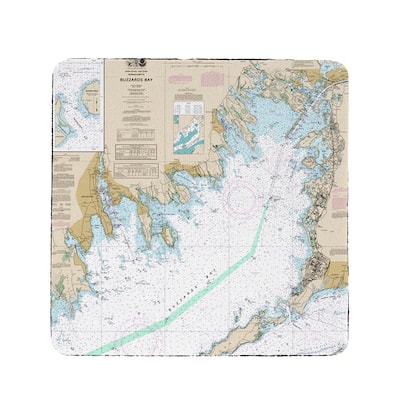 Buzzards Bay, MA Nautical Map Coaster Set of 4