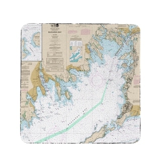 Buzzards Bay, MA Nautical Map Coaster Set of 4 - Bed Bath & Beyond ...