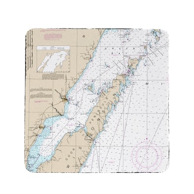 Door County, Green Bay, WI Nautical Map Coaster Set of 4