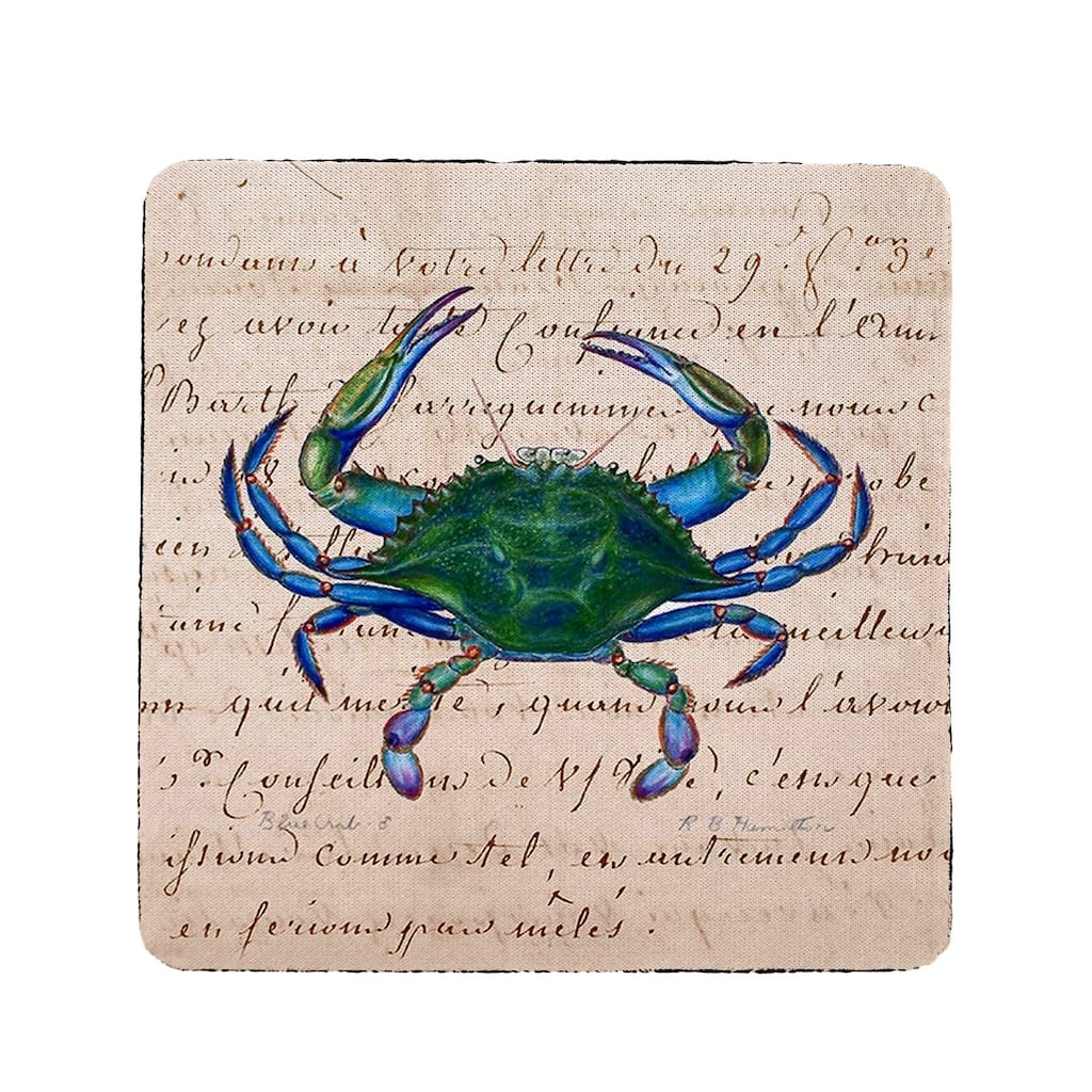 Male Blue Script Crab Coaster Set of 4