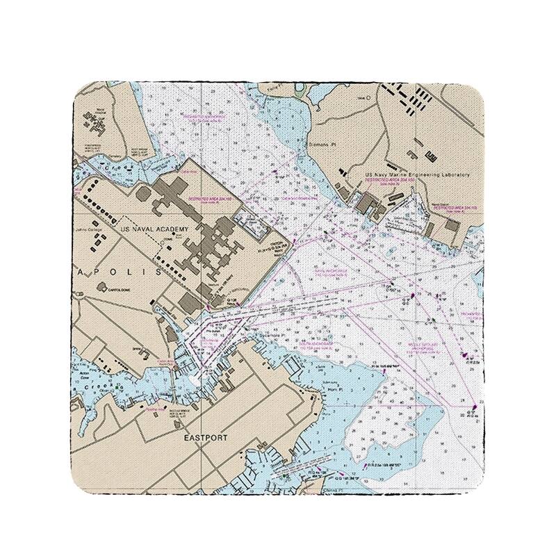 Annapolis - MD Nautical Map Coaster Set of 4 - 4x4