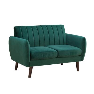 Pine Green Mid-century Modern Velvet Loveseat